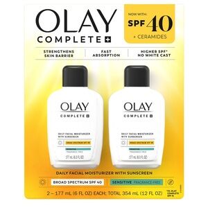 Olay Complete+ Moisturizer with SPF 40 Sensitive, 6 fl oz, 2-pack